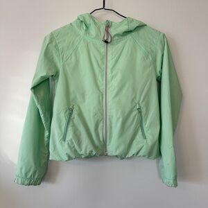 Ivivva Rain Shine Jacket Mint Green Packable Full Zip Hooded Coat Sz 4 *Flaw